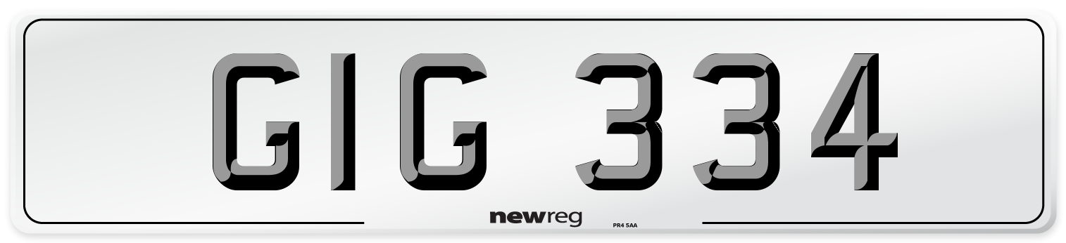 GIG 334 Number Plate from New Reg